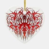 Valentijnsdag Rode Hart Tribal Tattoo Keramisch Ornament (Voorkant)