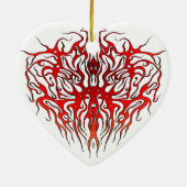 Valentijnsdag Rode Hart Tribal Tattoo Keramisch Ornament (Achterkant)