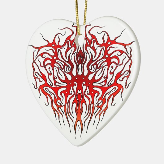 Valentijnsdag Rode Hart Tribal Tattoo Keramisch Ornament (Links)