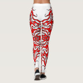 Valentijnsdag Rode Hart Tribal Tattoo Leggings (Achterkant)