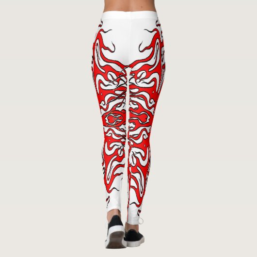 Valentijnsdag Rode Hart Tribal Tattoo Leggings (Achterkant)