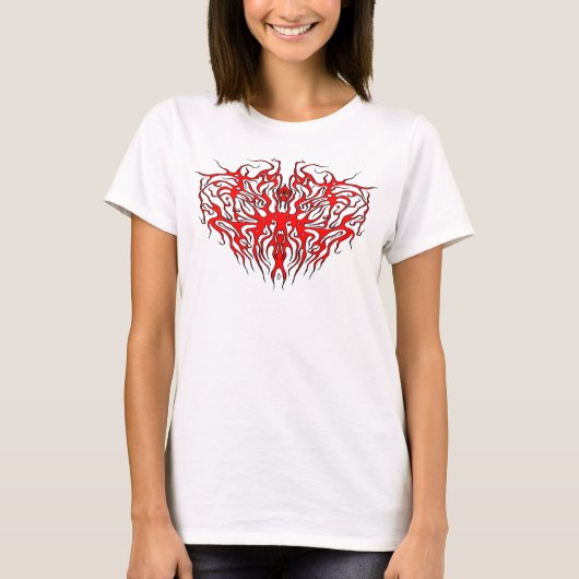 Valentijnsdag Rode Hart Tribal Tattoo T-shirt (Voorkant)