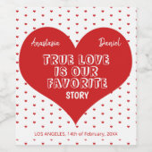 Valentijnsdag rode harten elegante moderne koppel wijn etiket (Enkel label)