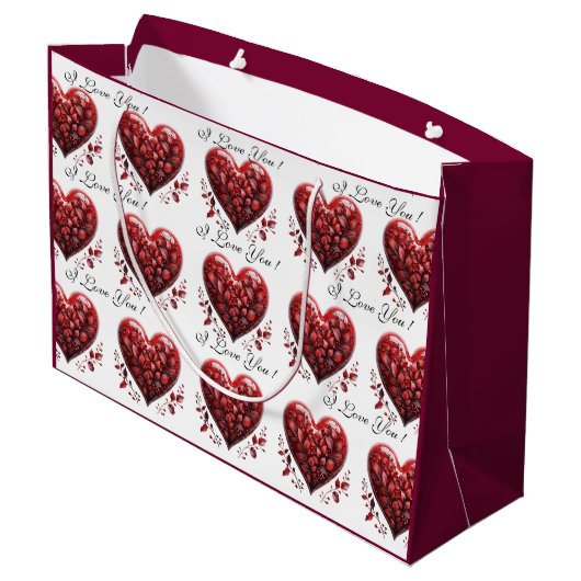 Valentijnsdag Rode Harten Ik Hou van Jou Groot Cadeauzakje (Achterkant Gekanteld)
