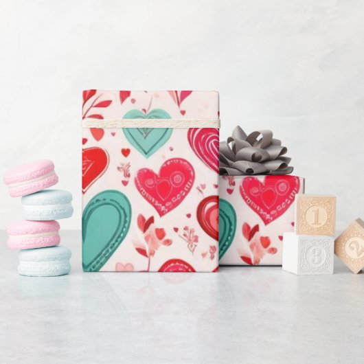 Valentijnsdag rode harten inpakpapier (Baby Shower)