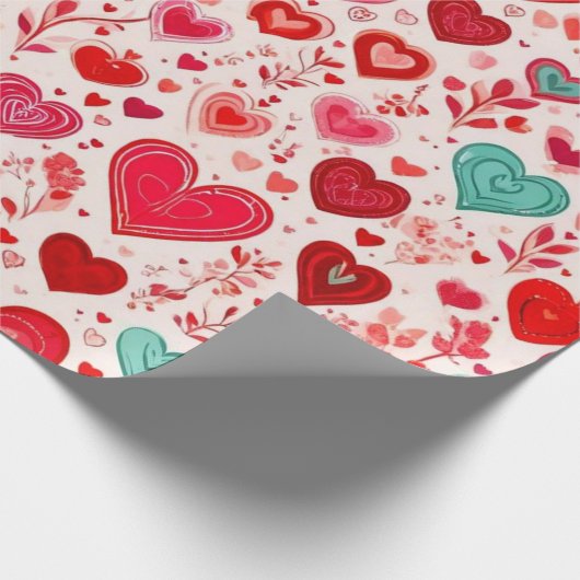Valentijnsdag rode harten inpakpapier (Hoek)