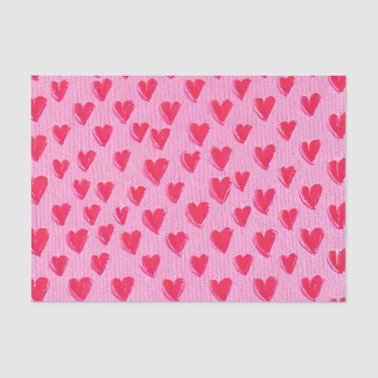 Valentijnsdag rode harten op roze achtergrond tissuepapier (Voorkant)