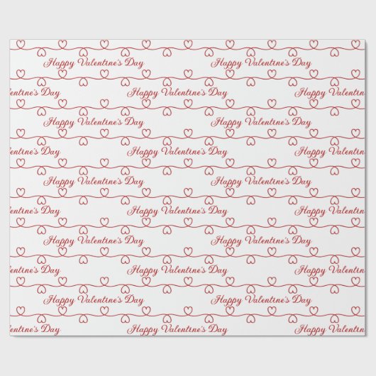 Valentijnsdag rode harten op wit cadeaupapier (Vlak)