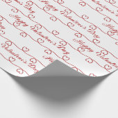 Valentijnsdag rode harten op wit cadeaupapier (Hoek)
