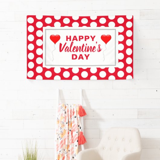 Valentijnsdag Rode Harten Witte Stippen Spandoek (Insitu)