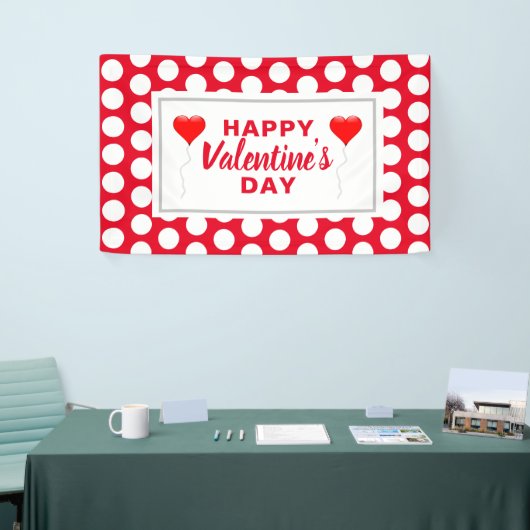 Valentijnsdag Rode Harten Witte Stippen Spandoek (Beurs)