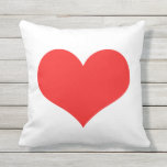 Valentijnsdag rode hartslag — witte, aangepaste ca buitenkussen<br><div class="desc">Gedrukt met een groot rood hartpatroon op een witte achtergrond met vaste kleur.</div>