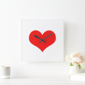 Valentijnsdag rode hartslag — witte, aangepaste ca vierkante klok (Huis)
