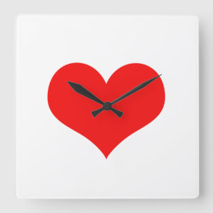 Valentijnsdag rode hartslag — witte, aangepaste ca vierkante klok