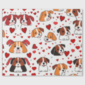 Valentijnsdag rode hondenharten inpakpapier (Vlak)