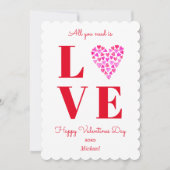 Valentijnsdag Rode Liefdeshart Vet Feestdagenkaart (Voorkant)