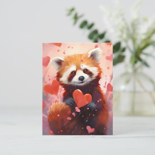 Valentijnsdag Rode Panda Briefkaart (Staand voorkant)