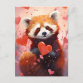 Valentijnsdag Rode Panda Briefkaart (Voorkant)