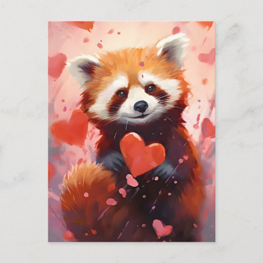 Valentijnsdag Rode Panda Briefkaart (Voorkant)