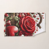 Valentijnsdag Rode Roos en Harten Handdoek (Handdoek)