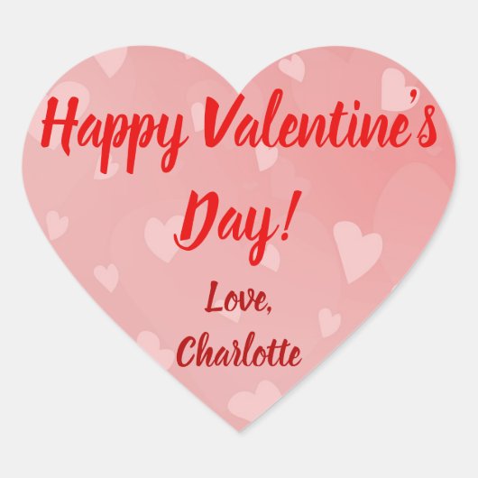 Valentijnsdag Rode roze harten Aangepaste naam Hart Sticker (Voorkant)