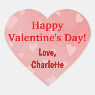 Valentijnsdag Rode roze harten Aangepaste naam Hart Sticker