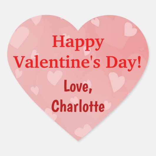 Valentijnsdag Rode roze harten Aangepaste naam Hart Sticker (Voorkant)