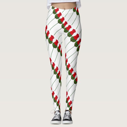 Valentijnsdag rode roze Rozen Bloem Leggings (Voorkant)