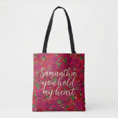 Valentijnsdag Rode Rozen Aangepaste Bericht Tote Bag (Voorkant)