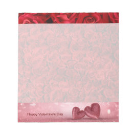 Valentijnsdag rode rozen en rode harten notitieblok