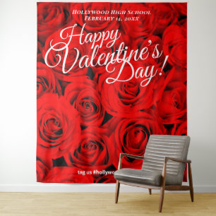 Valentijnsdag Rode Rozen   Foto Selfie Achtergrond Wandkleed