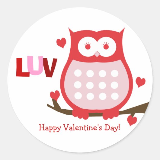 Valentijnsdag Rode Uil Snoep Favor Sticker (Voorkant)