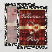 "Valentijnsdag" rode zwarte elegant hart Kaart (Voorkant / Achterkant)