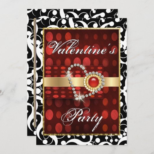 "Valentijnsdag" rode zwarte elegant hart Kaart (Voorkant / Achterkant)