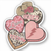 Valentijnsdag Rodeo Liefdesharten Western Sticker (Voorkant)