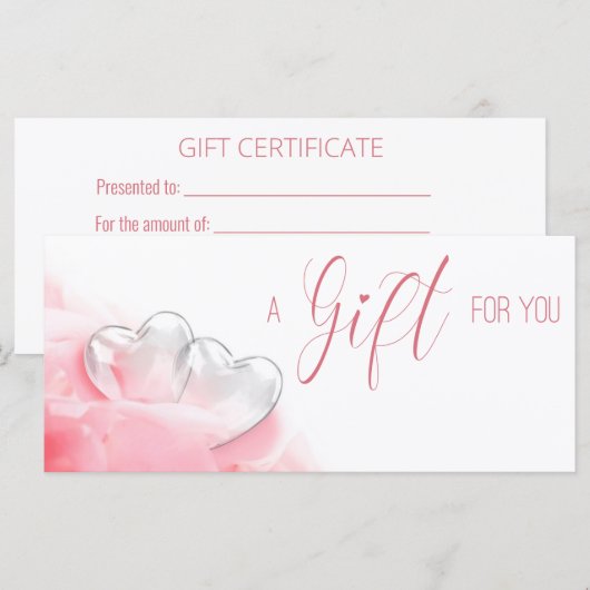 Valentijnsdag Romantic Glass Heart Gift Kaart (Voorkant / Achterkant)