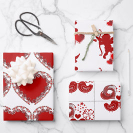 Valentijnsdag Romantic Heart LoveBirds Cupid Art Inpakpapier Vel