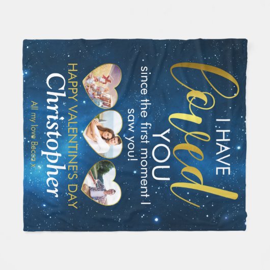 Valentijnsdag Romantic Loved Photo Collage Heart Fleece Deken (Voorkant (Horizontaal))