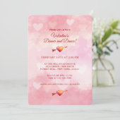 Valentijnsdag Romantic Pink Heart Invitation Kaart (Staand voorkant)