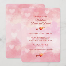 Valentijnsdag Romantic Pink Heart Invitation Kaart