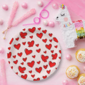 Valentijnsdag Romantic Red Hearts Holiday Pink Papieren Bordje (Feest)