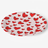 Valentijnsdag Romantic Red Hearts Holiday Pink Papieren Bordje (Gekanteld)