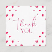 Valentijnsdag Romantic Roze rood hart Dank u Vierkante Visitekaartje (Voorkant)
