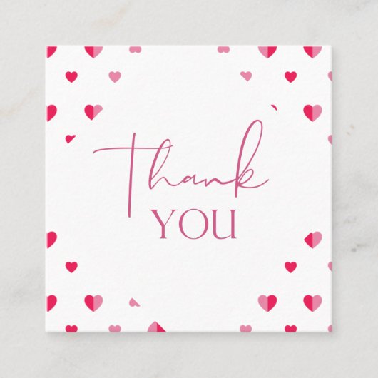 Valentijnsdag Romantic Roze rood hart Dank u Vierkante Visitekaartje (Voorkant)