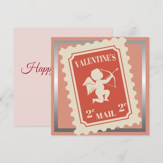 Valentijnsdag Romantisch .2 cent cupido Stempel Feestdagenkaart (Voorkant / Achterkant)