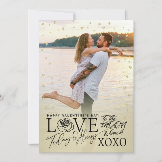 Valentijnsdag Romantisch Goud Feestdagenkaart (Voorkant)