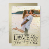 Valentijnsdag Romantisch Goud Feestdagenkaart (Voorkant / Achterkant)
