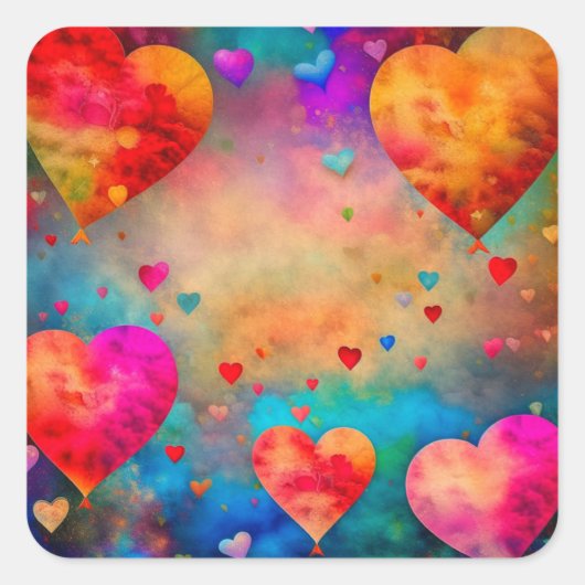 Valentijnsdag Romantisch  Harten Vierkante Sticker (Voorkant)
