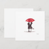 Valentijnsdag romantisch koppel met rode paraplu feestdagenkaart (Voorkant / Achterkant)