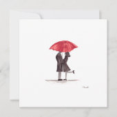 Valentijnsdag romantisch koppel met rode paraplu feestdagenkaart (Voorkant)